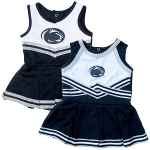 navy and white infant cheerleading dress uniforms with Penn State Athletic Logo